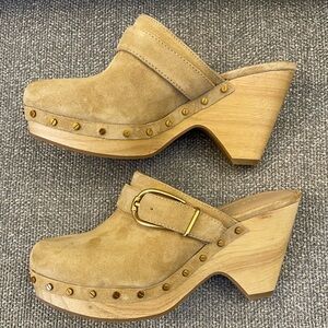 Veronica Beard Dacey Buckle Suede Clog